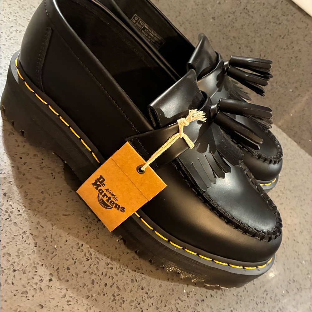 Dr. Martens Black Leather Tassel Loafers